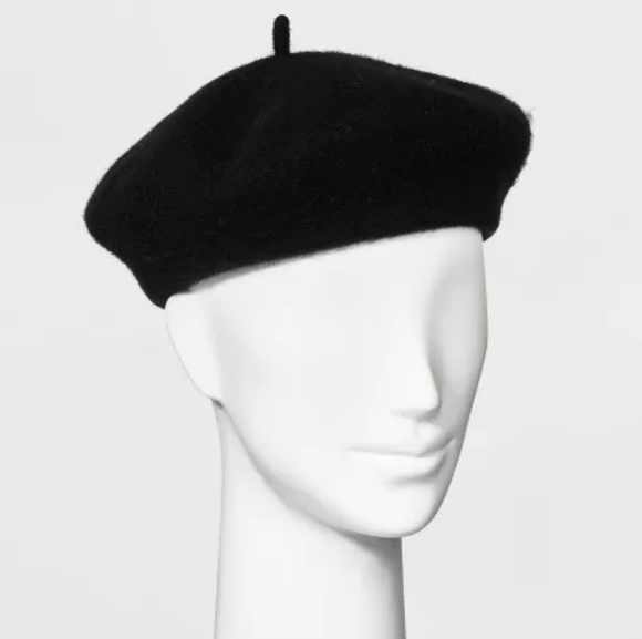 Black Wool Beret Parisian Hat - Picture 2 of 10
